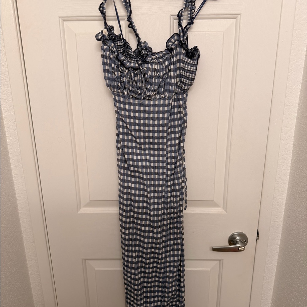 Free People Lucinda Midi Dress in Indigo Combo - size L